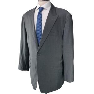 Elevee Mens Size 44L Bespoke Sport Coat Blazer Jacket Gray Surgeons Cuffs